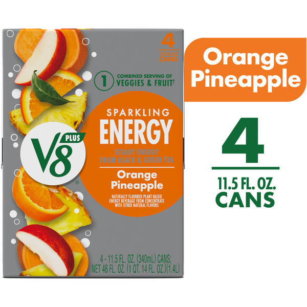 V8 +Energy Sparkling Orange Pineapple Juice Energy Drink Same-Day