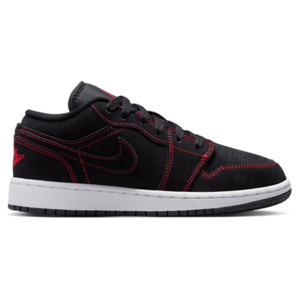 Nike Boys' AJ 1 Low Grade School Running Shoes, Size 7.0 - Black/University Red/White