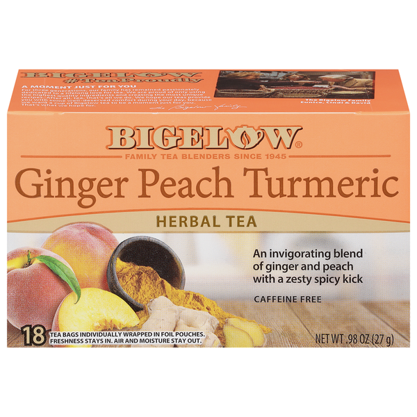 Bigelow Ginger Peach Turmeric Herbal Tea,Tea Bags Same-Day