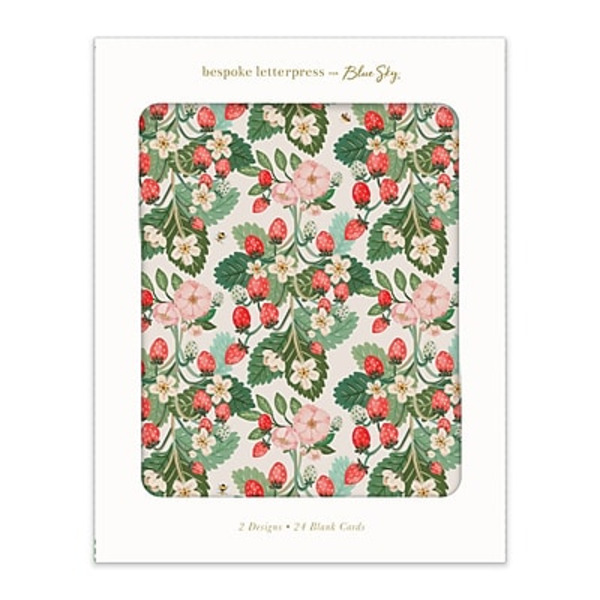 Blue Sky Strawberries & Camellia Orchid Bespoke Glossy Personal Blank Cards