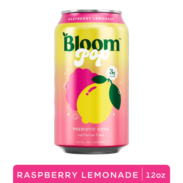 Bloom Pop Raspberry Lemonade Prebiotic Soda Same-Day Delivery or