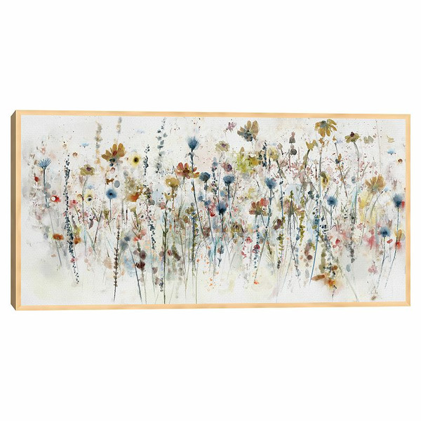 Fine Art Canvas Watercolor Wildflowers, Birch