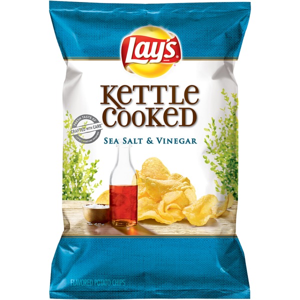 Lay S Kettle Cooked Sea Salt Vinegar Potato Chips 8 Oz From