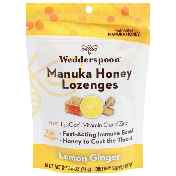 リンス・コンディショナー wwwwwS Wedderspoon Lozenges, Manuka Honey, Lemon Ginger Same-Day Delivery