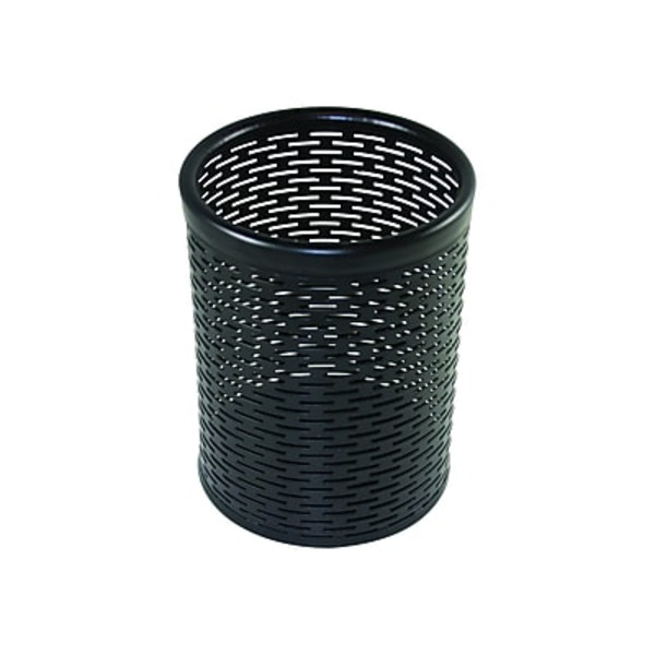 Artistic 3 1/2" x 4 1/2" Black Punched Metal Urban Collection Pencil Holder