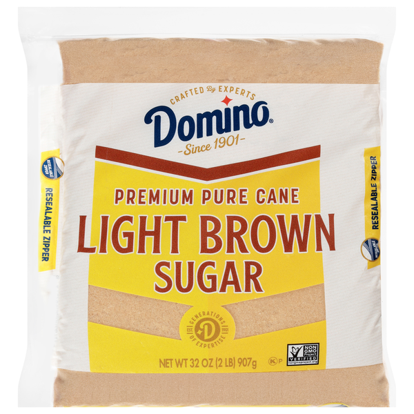 Domino Premium Pure Cane Light Brown Sugar 2 lb. Zipper-Pak Same