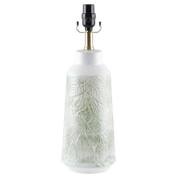 Found & Fable Green & White Embossed Leaf Ceramic Lamp Base, 18"