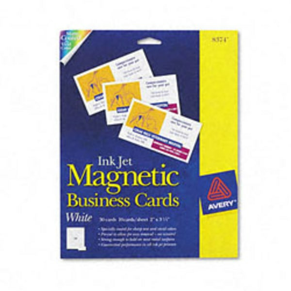 Avery Inkjet Compatible Matte Finish Magnetic Business Cards - White