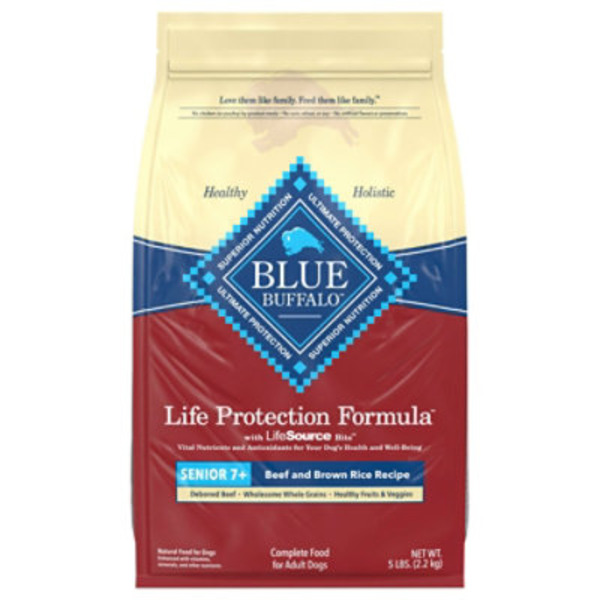 Blue Buffalo Life Protection Formula with LifeSource Bits, Senior 7+ Dry Dog Food, Beef and Brown Rice Recipe