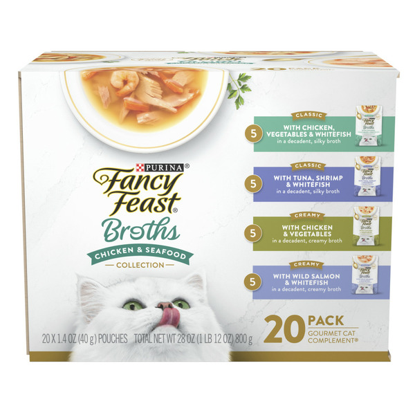 Purina Fancy Feast Broth Complement Chicken and Seafood Lickable Grain Free Wet Cat Food