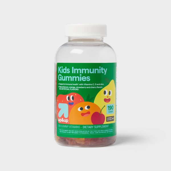 Up&Up Kids Immunity Supports Immune Health With Vitamins C D And Zinc Dietary Supplement Gummy Vitamins Lemon Orange Strawberry And Cherry