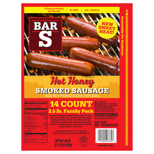 Bar-S Medium Hot Honey Smoked Sausage Family Pack