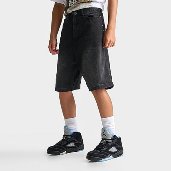 Supply & Demand Big Kids' Studded Denim Shorts, L - Washed Black Denim