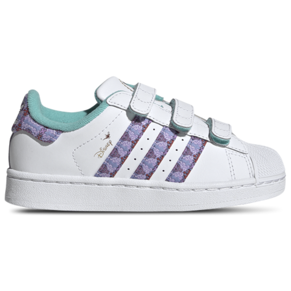 adidas Girls' Preschool Originals Superstar Basketball Shoe, Size 12 - White/Purple
