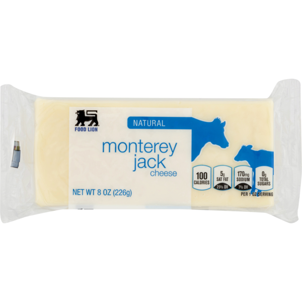 Food Lion Cheese, Natural, Monterey Jack, Wrapper (8 oz) Instacart