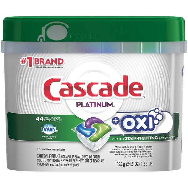 Cascade Platinum ActionPacs + Oxi, Dishwasher Detergent, Fresh Scent