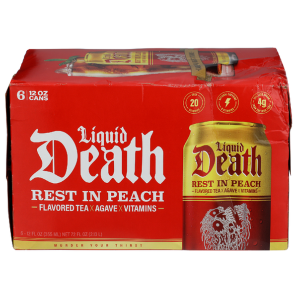 Liquid Death Rest In Peach Flavored Iced Tea, Agave & Vitamins 6