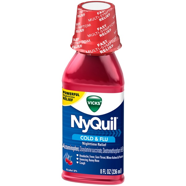 Vicks NyQuil Cold & Flu Nighttime Relief Cherry Flavor Liquid 8 oz from