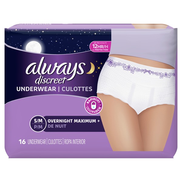 Always Discreet DISCREET Incontinence Underwear, Overnight Maximum