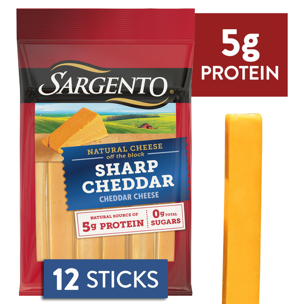 Sargento Sharp Cheddar Natural Cheese Sticks, 12-Count