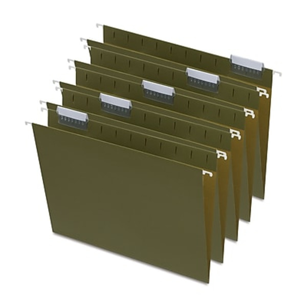 TRU RED Hanging File Folder, Letter Size, Standard Green, 5-Tab, 50/Box (TR45444)