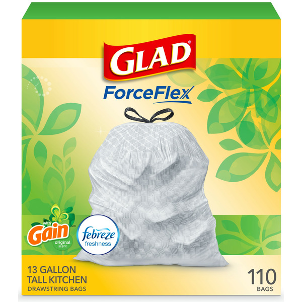 Publix Glad Odor Shield Tall Kitchen Drawstring Trash Bags With Gain