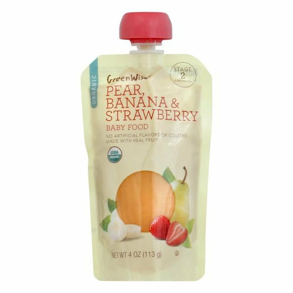 GreenWise Baby Food, Organic, Pear, Banana Strawberry, Stage