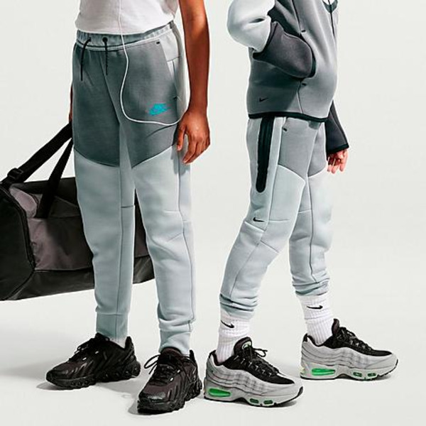 Nike Big Kids' Sportswear Tech Fleece Reflective Jogger Pants, L - Wolf Grey/Smoke Grey/Black/Energy