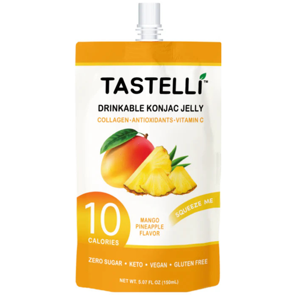 Tastelli Konjac Jelly Infused with Collagen Drink Pouch, Mango