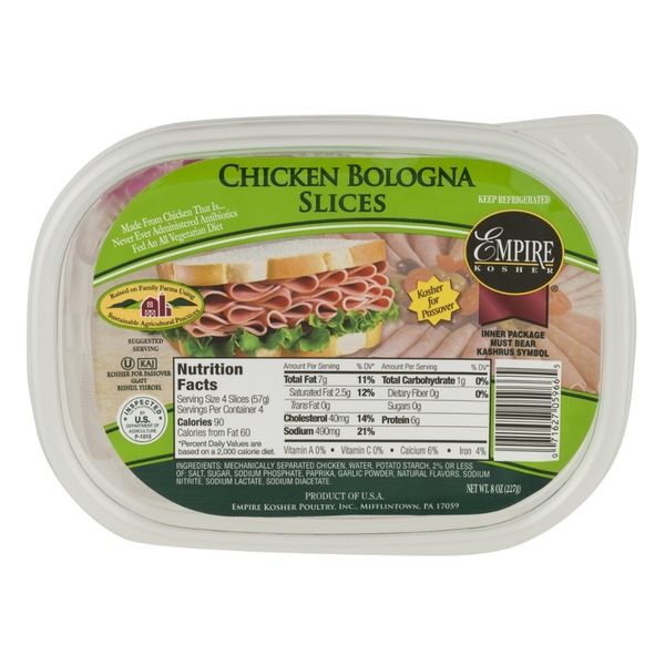 Empire Kosher Chicken Bologna Slices (8 oz) Instacart