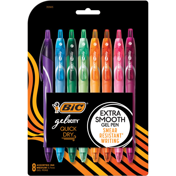 BIC Gel Pen, Quick Dry, Assorted, Medium (0.7 mm)