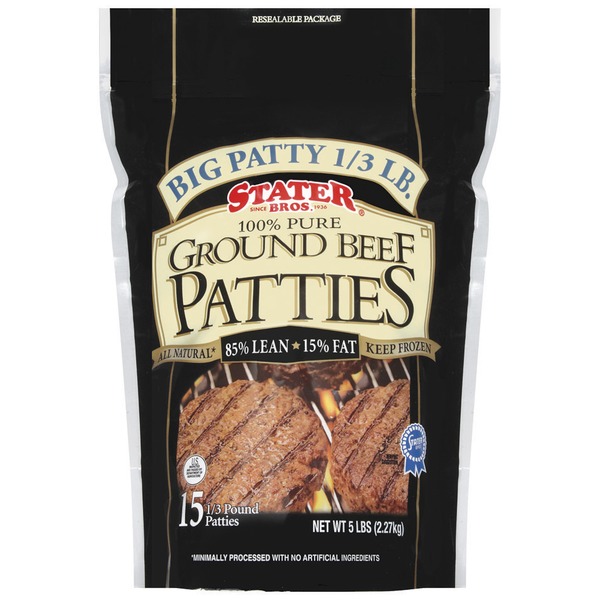 Stater Bros 85 Lean 15 Fat Ground Beef Patties (5 lb) from Stater Bros. Instacart