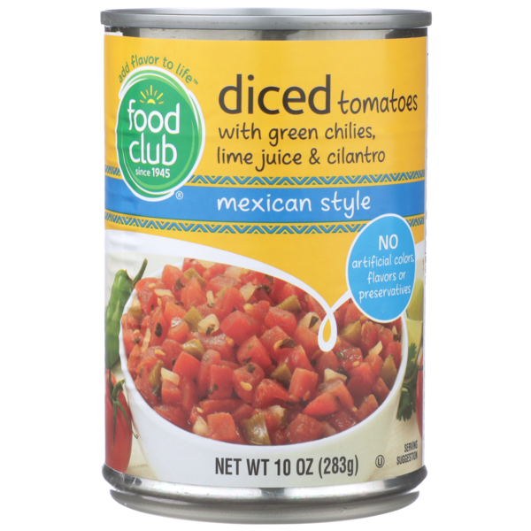 Food Club Mexican Style Diced Tomatoes With Green Chilies, Lime Juice & Cilantro (10 oz) Instacart