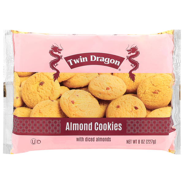 Twin Dragon Almond Cookies With Diced Almonds