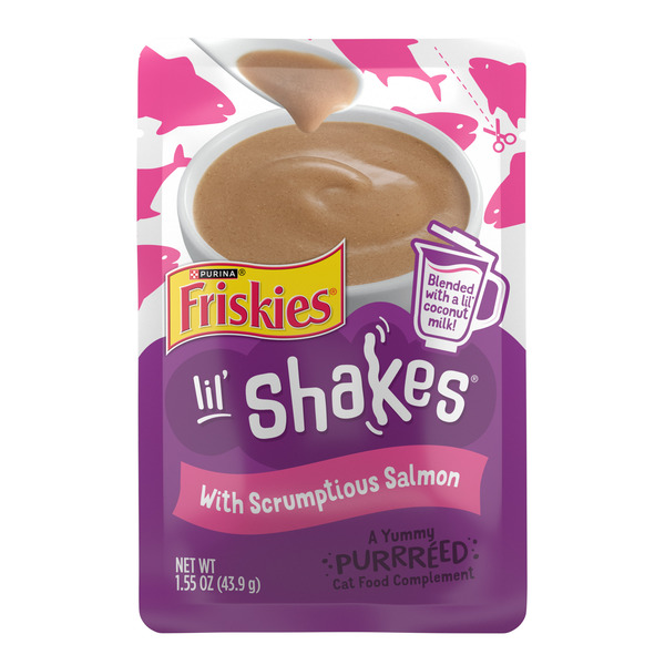 Purina Friskies Purina Friskies Pureed Cat Food Topper, Lil’ Shakes With Scrumptious Salmon Lickable Cat Treats
