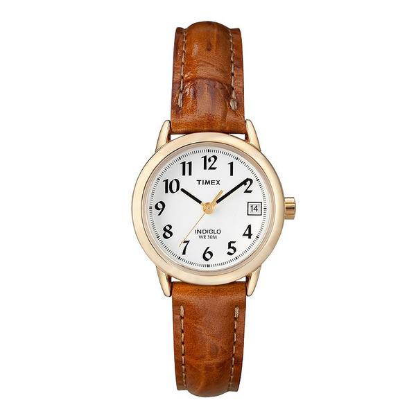 Timex Women's Easy Reader Leather Watch - Brown & Gold Tone