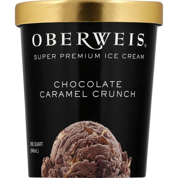 Oberweis Dairy Ice Cream, Super Premium, Chocolate Caramel Crunch (1 qt