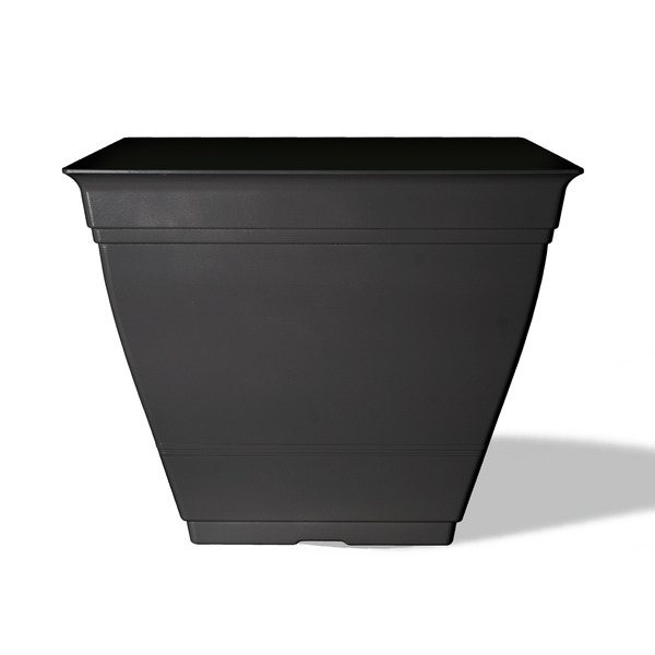 Style Selections 13.11-in W x 13.11-in L x 10.71-in H Black Recycled plastic Square Indoor Planter