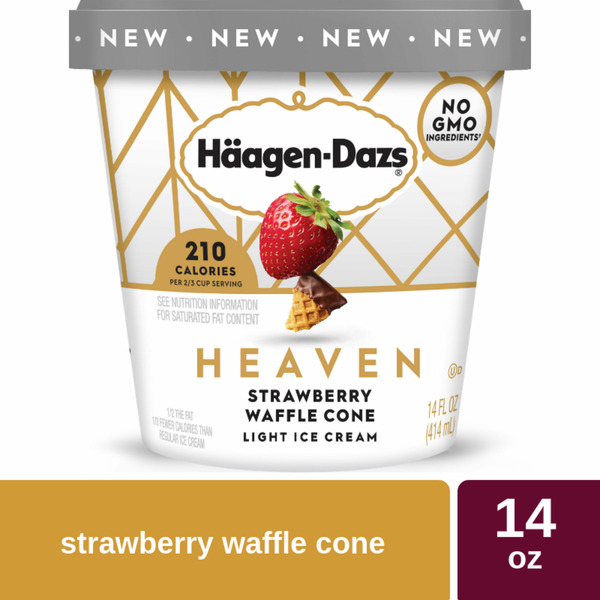 Häagen-Dazs Heaven Strawberry Waffle Cone Light Ice Cream, 14