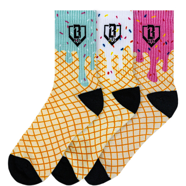 Baseball Lifestyle 101 Men's Ice Cream Performance Socks, L - Blue/White/Pink