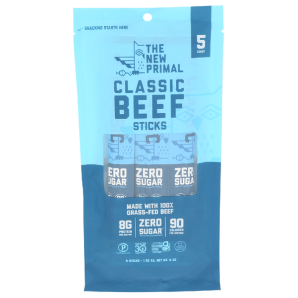 The New Primal Classic Beef Sticks Bag 5 Count