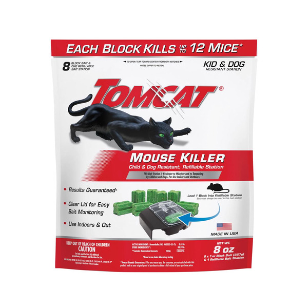 Tomcat Mouse Killer, Child & Dog Resistant, Refillable Station, Pouch