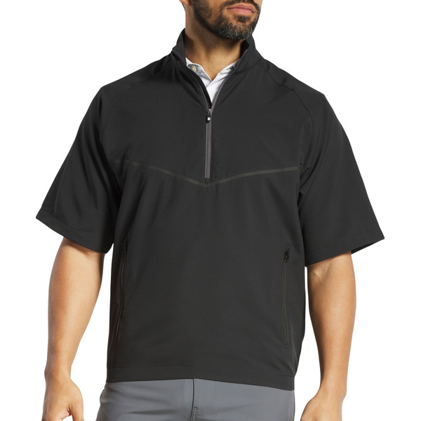 Foot Joy Men's Zephyr Short Sleeve Golf Windshirt, Large - Black