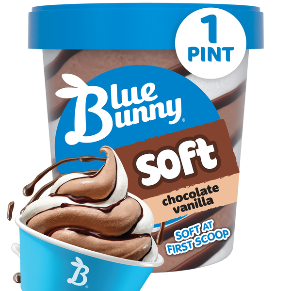 ラブブmilky white sunny yellow frosty blue5 Blue Bunny Soft Chocolate Vanilla Frozen Dessert, 16 fl oz Pint