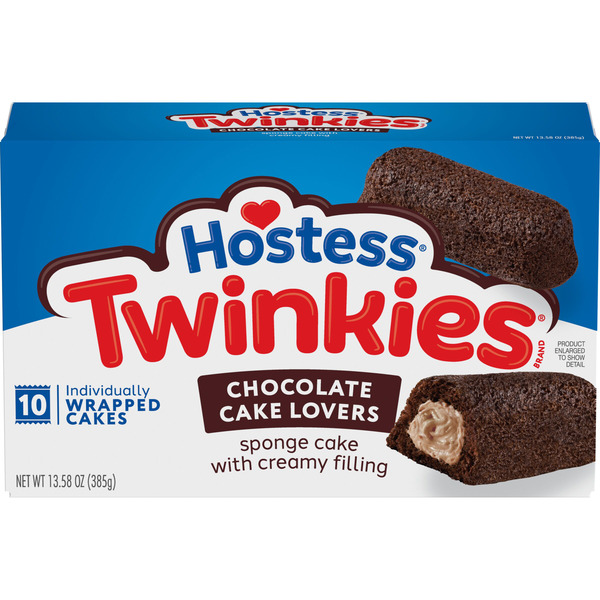 Hostess Twinkies Chocolate Lovers Snack Cakes, Chocolate Sponge Cake with Chocolate Flavored Filling