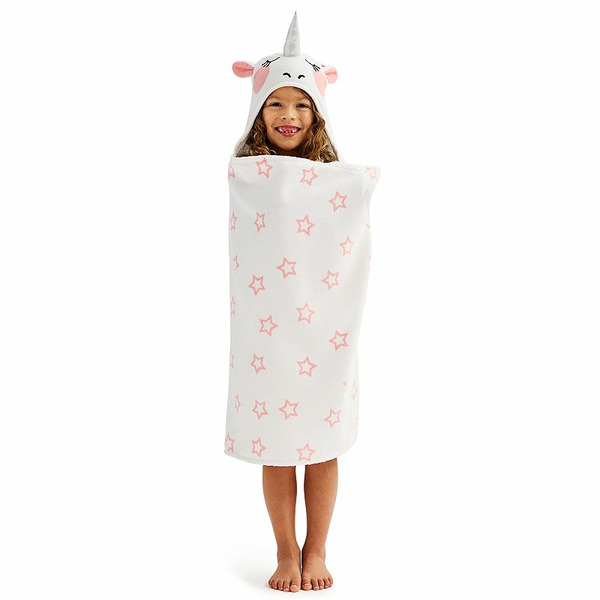 The Big One ® Unicorn Hooded Bath Wrap, White Unicorn