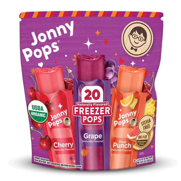 シャンプー poppo JonnyPops Organic Freezer Pops Classics: Cherry, Grape & Fruit