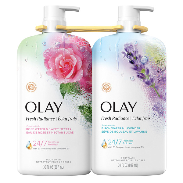 Olay Fresh Radiance Body Wash, Rose Water & Sweet Nectar & Birch Water & Lavender