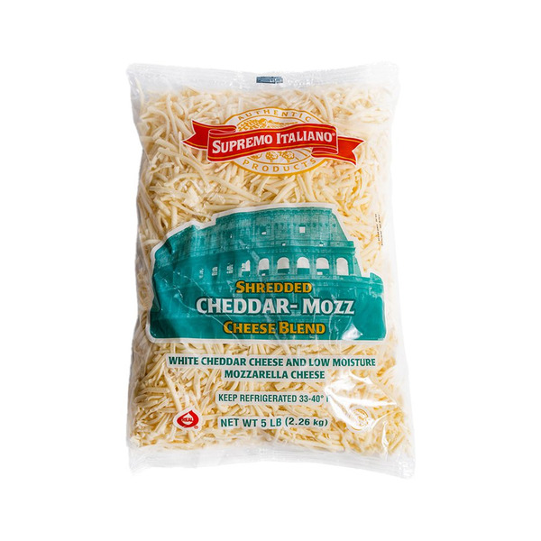 Supremo Italiano - Shredded Mozzarella/Cheddar, 5 lb, 4 Pk