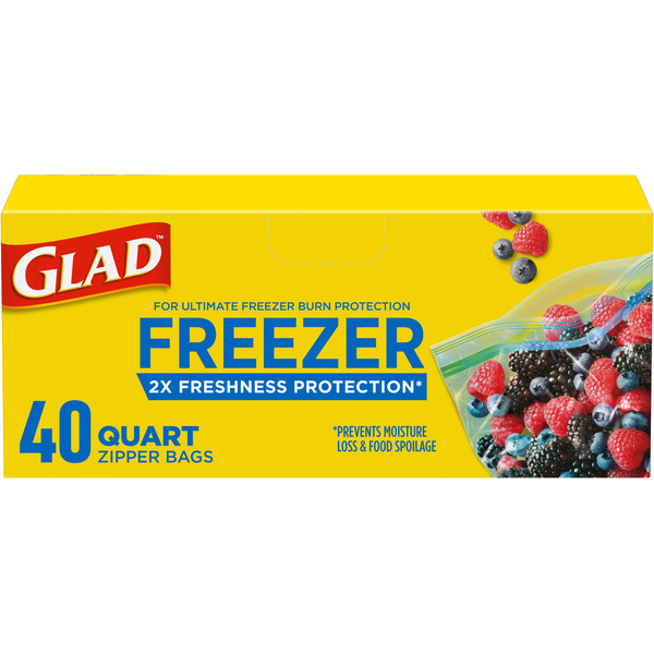 Glad Zipper Freezer Storage Plastic Bags, Quart Same-Day Delivery